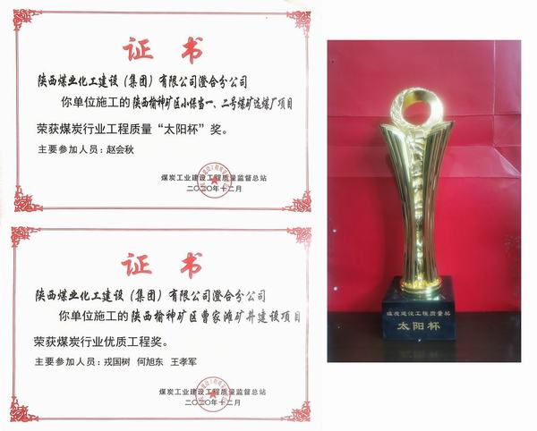 陜煤建設澄合分公司“創優奪杯”再奏凱歌